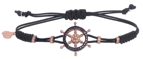 BRACELET WITH HELM IN GOLD AND BLACK,WHITE AND BROWN DIAMONDS