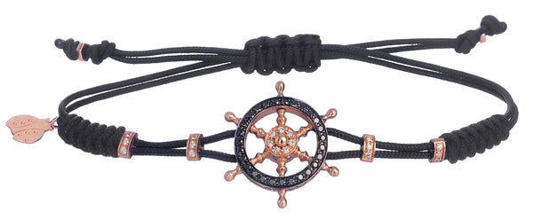 BRACELET WITH HELM IN GOLD AND BLACK,WHITE AND BROWN DIAMONDS