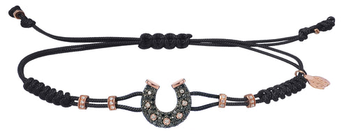 BRACELET WITH HORSESHOE IN GOLD AND BLACK DIAMONDS