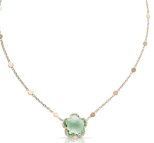 NECKLACE BON TON IN GOLD WITH PRASIOLITE AND DIAMONDS