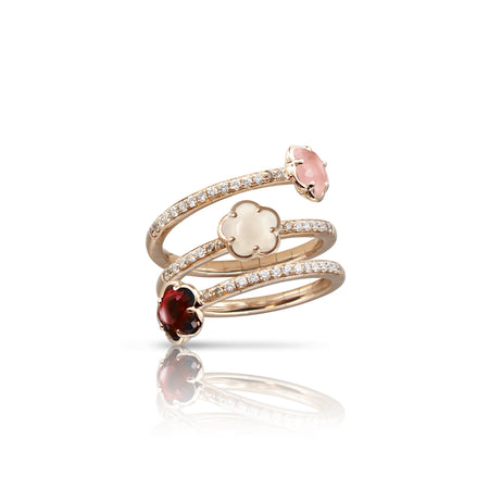 RING TON JOLI IN GOLD PINK CHALCEDONY AND DIAMONDS