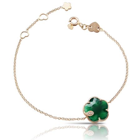 NECKLACE TON JOLI IN GOLD GREEN AGATE AND DIAMONDS