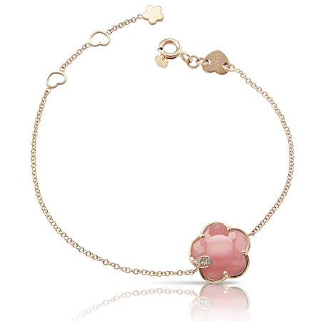 NECKLACE TON JOLI IN GOLD PINK CHALCEDONY  AND DIAMONDS