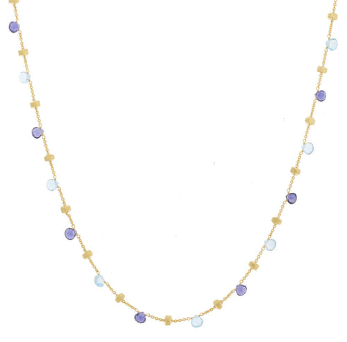 NECKLACE PARADISE IN GOLD WITH IOLITE AND BLUE TOPAZ