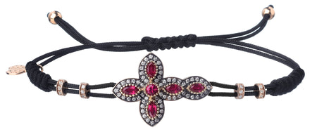 BRACELET WITH TEMPLAR CROSS IN GOLD WITH DIAMONDS AND RUBIES