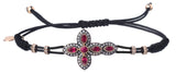 BRACELET WITH CROSS IN GOLD WITH DIAMONDS AND RUBIES