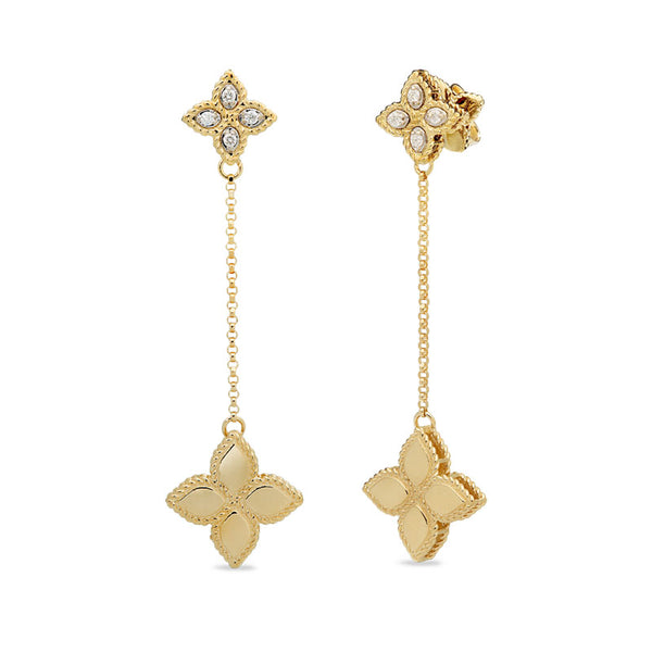 EARRINGS PRINCESS FLOWER IN GOLD WITH DIAMONDS