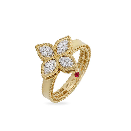 RING PRINCESS FLOWER IN GOLD WITH MOTHER-OF-PEARL AND DIAMONDS
