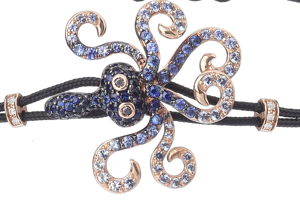 BRACELET WITH OCTOPUS IN GOLD AND BLUE SAPPHIRES