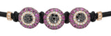 BRACELET WITH 3 EVIL EYES IN GOLD WITH PINK SAPPHIRES