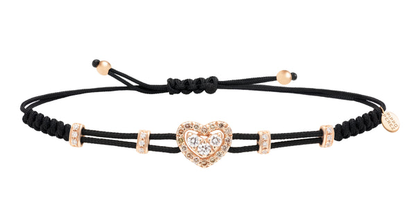 BRACELET WITH HEART IN GOLD AND DIAMONDS