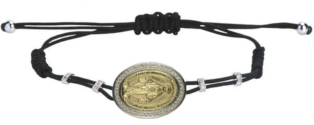 BRACELET WITH THE HOLY VIRGIN IN GOLD AND BLACK DIAMONDS