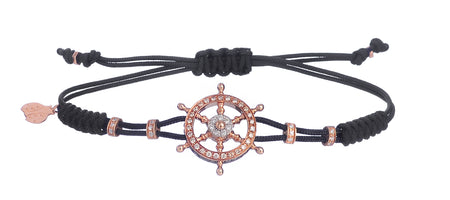 BRACELET WITH TEMPLAR CROSS IN GOLD WITH WHITE AND BLACK DIAMONDS