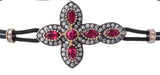 BRACELET WITH CROSS IN GOLD WITH DIAMONDS AND RUBIES
