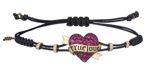 BRACELET WITH HEART IN GOLD WITH RUBIES