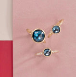 RING JAIPUR IN GOLD WITH LONDON BLUE TOPAZ