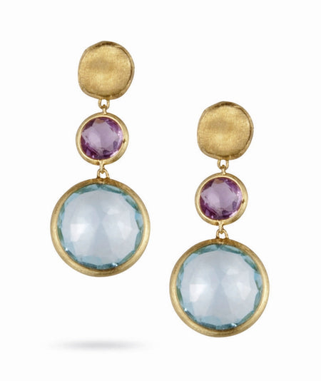 EARRINGS PARADISE IN GOLD WITH IOLITE AND BLUE TOPAZ