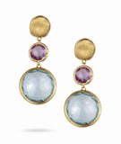 EARRINGS JAIPUR IN GOLD WITH AMETHYST AND BLUE TOPAZ