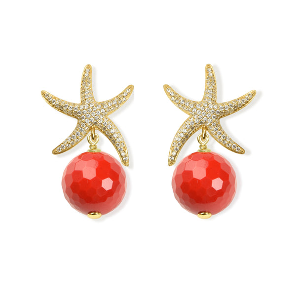 EARRINGS IN SILVER WITH CORAL