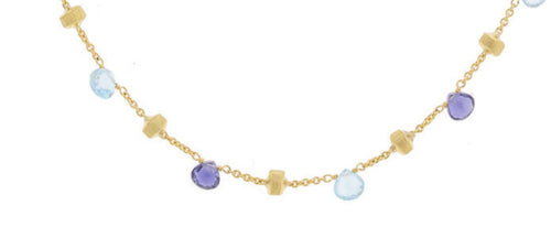 NECKLACE PARADISE IN GOLD WITH IOLITE AND BLUE TOPAZ