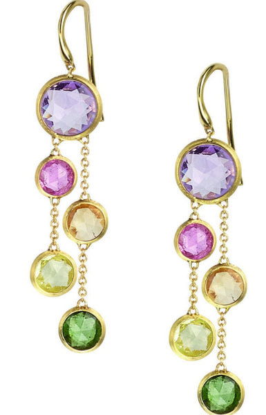 EARRINGS JAIPUR IN GOLD WITH SEMIPRECIOUS STONES