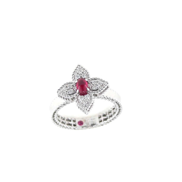 RING PRINCESS FLOWER IN GOLD WITH RUBY AND DIAMONDS